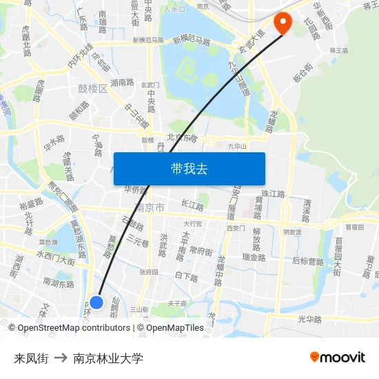 来凤街 to 南京林业大学 map