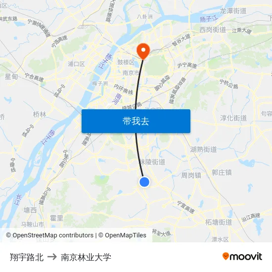 翔宇路北 to 南京林业大学 map