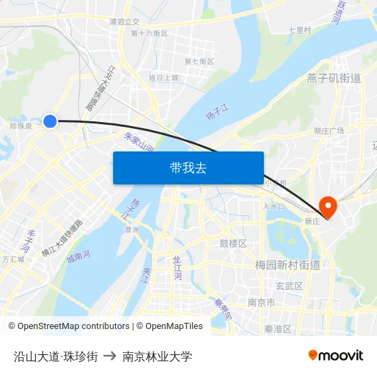 沿山大道·珠珍街 to 南京林业大学 map
