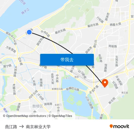 燕江路 to 南京林业大学 map