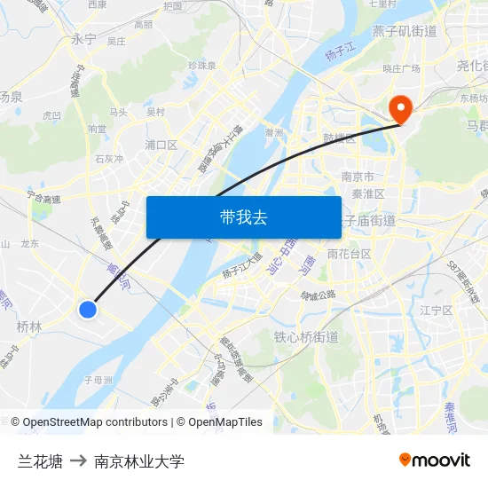 兰花塘 to 南京林业大学 map
