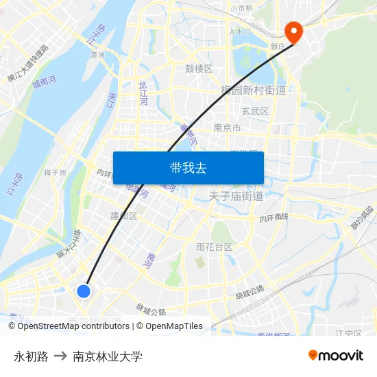 永初路 to 南京林业大学 map