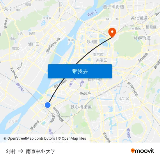 刘村 to 南京林业大学 map