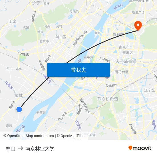 林山 to 南京林业大学 map