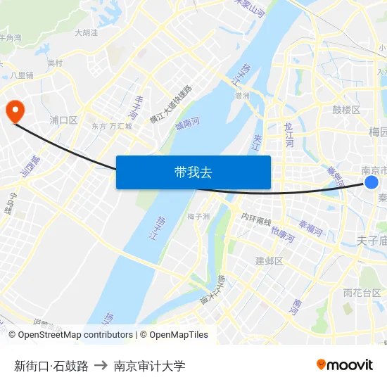 新街口·石鼓路 to 南京审计大学 map