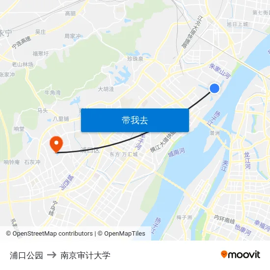 浦口公园 to 南京审计大学 map