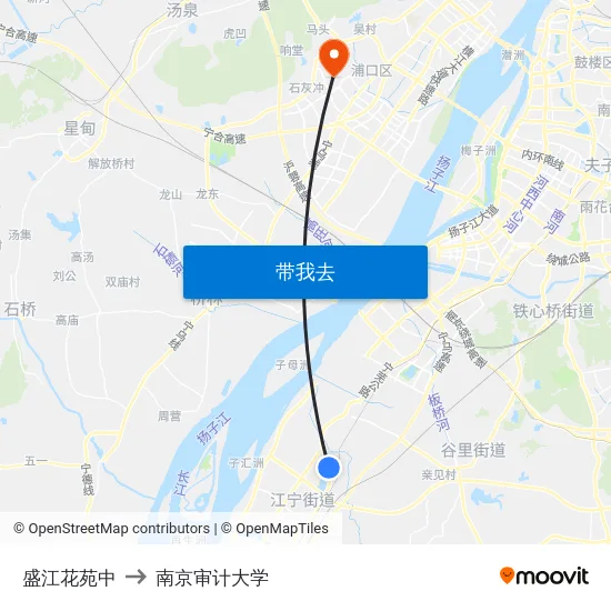 盛江花苑中 to 南京审计大学 map