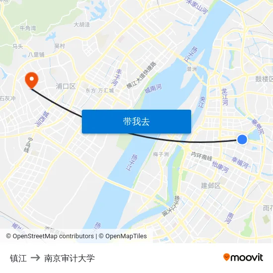镇江 to 南京审计大学 map