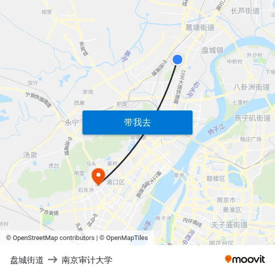 盘城街道 to 南京审计大学 map