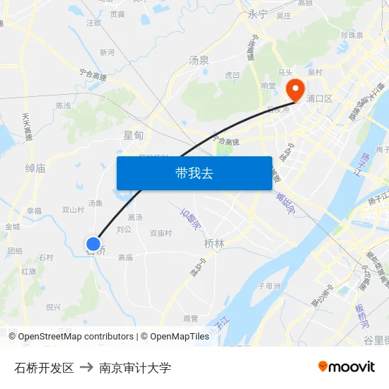 石桥开发区 to 南京审计大学 map