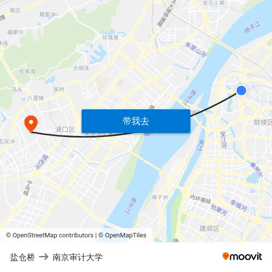 盐仓桥 to 南京审计大学 map