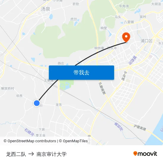 龙西二队 to 南京审计大学 map