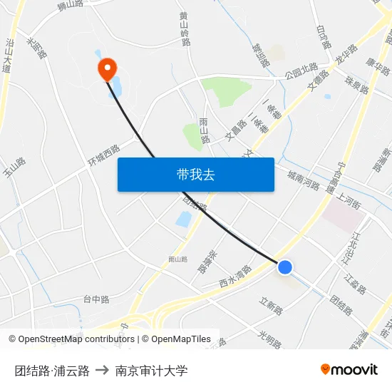 团结路·浦云路 to 南京审计大学 map