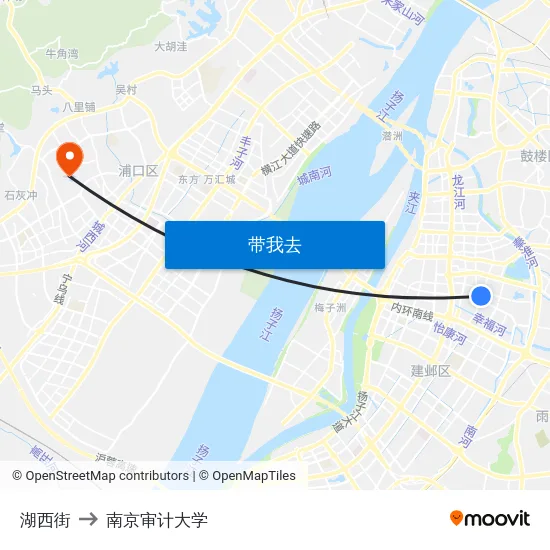 湖西街 to 南京审计大学 map