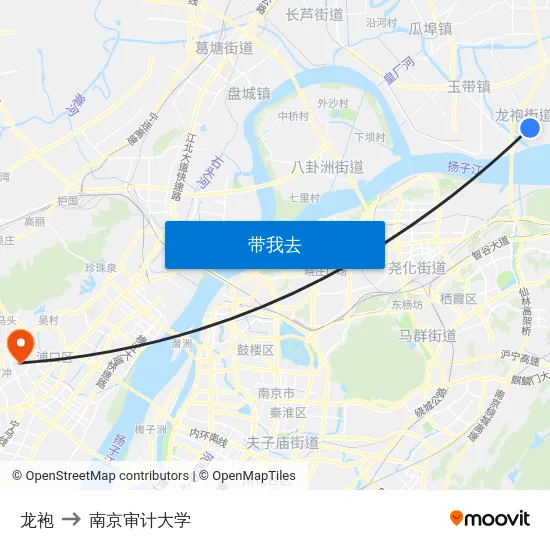 龙袍 to 南京审计大学 map