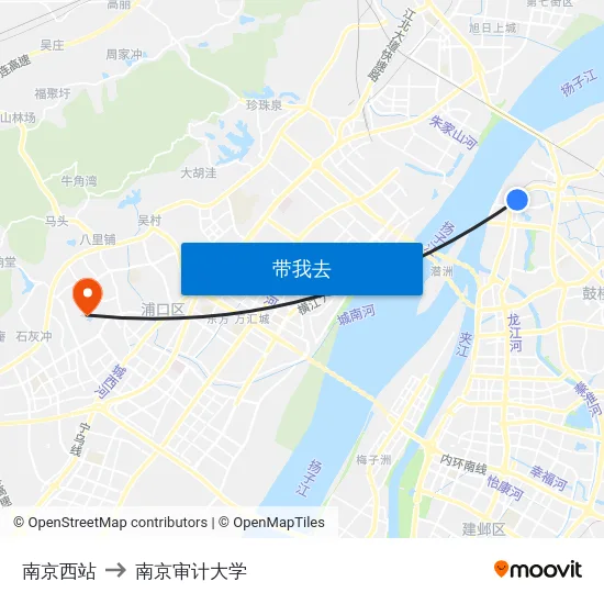 南京西站 to 南京审计大学 map