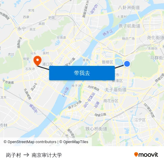 岗子村 to 南京审计大学 map