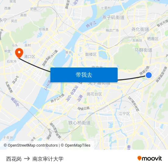 西花岗 to 南京审计大学 map