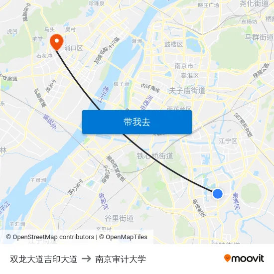 双龙大道吉印大道 to 南京审计大学 map