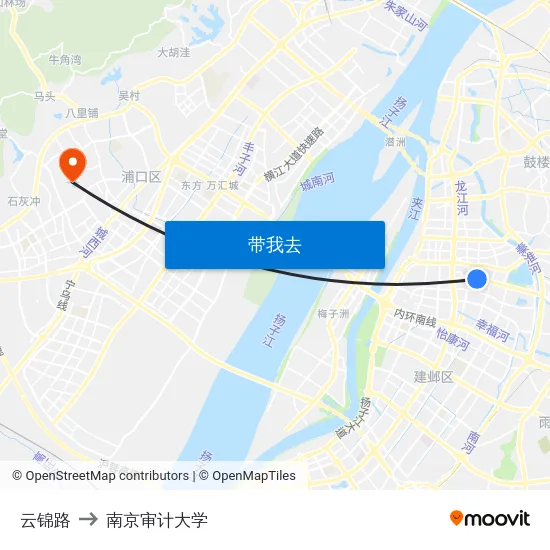 云锦路 to 南京审计大学 map