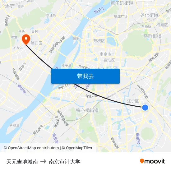 天元吉地城南 to 南京审计大学 map