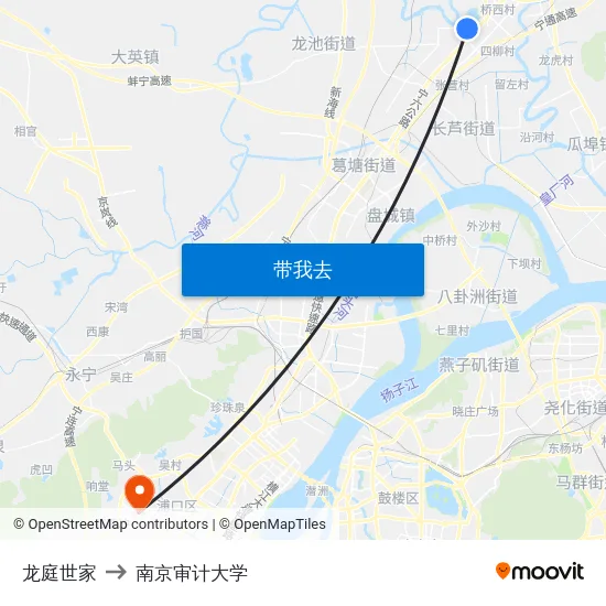龙庭世家 to 南京审计大学 map