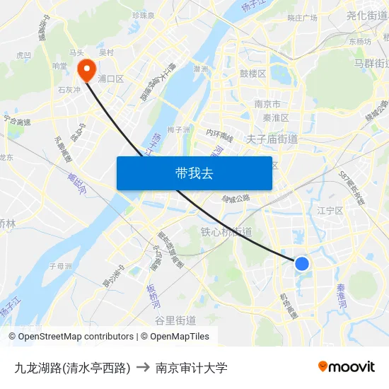 九龙湖路(清水亭西路) to 南京审计大学 map