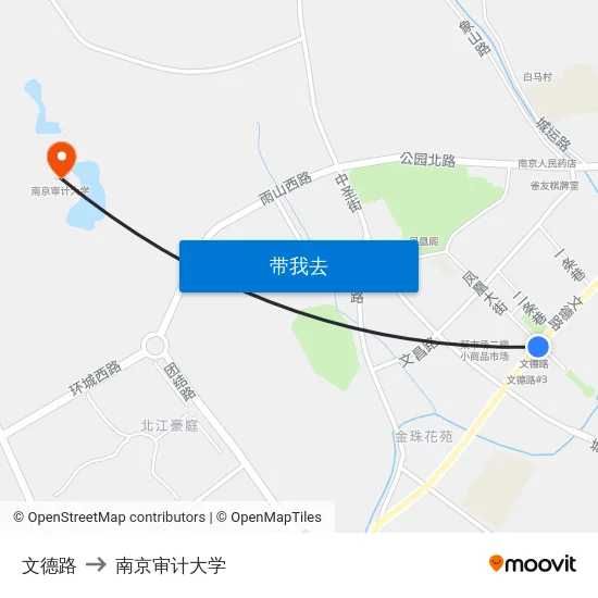 文德路 to 南京审计大学 map