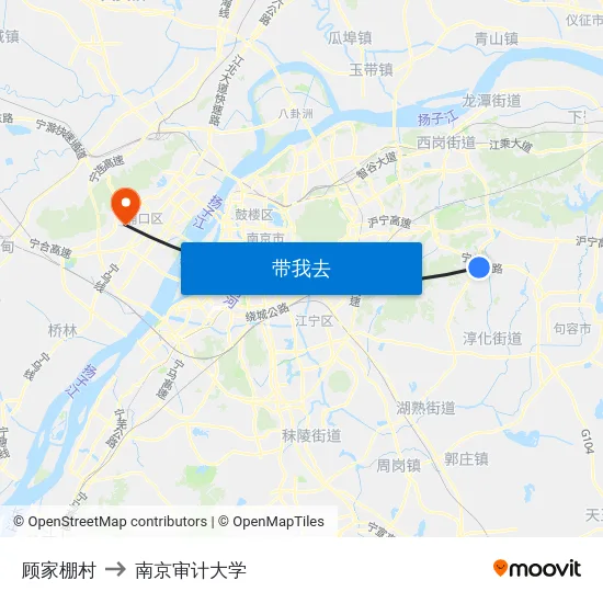 顾家棚村 to 南京审计大学 map