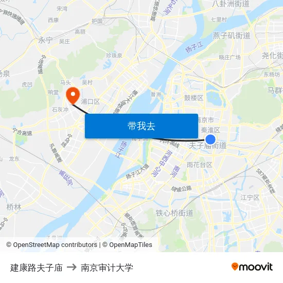 建康路夫子庙 to 南京审计大学 map