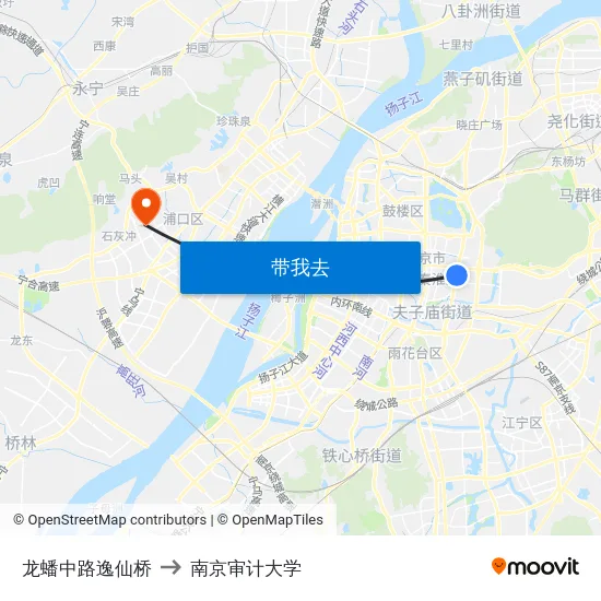 龙蟠中路逸仙桥 to 南京审计大学 map