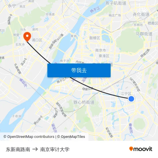 东新南路南 to 南京审计大学 map