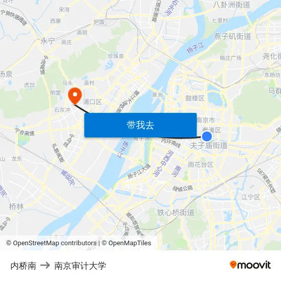 内桥南 to 南京审计大学 map