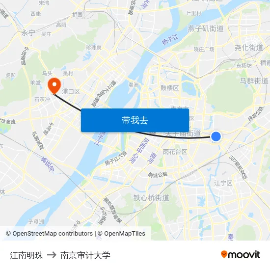 江南明珠 to 南京审计大学 map