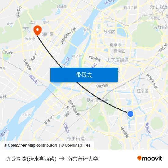 九龙湖路(清水亭西路) to 南京审计大学 map