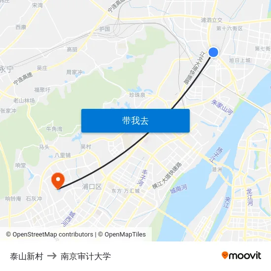 泰山新村 to 南京审计大学 map