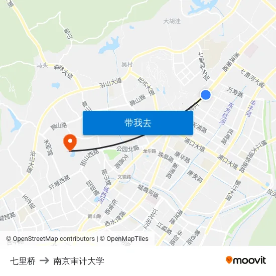 七里桥 to 南京审计大学 map