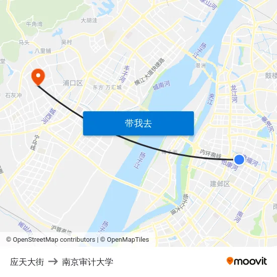 应天大街 to 南京审计大学 map