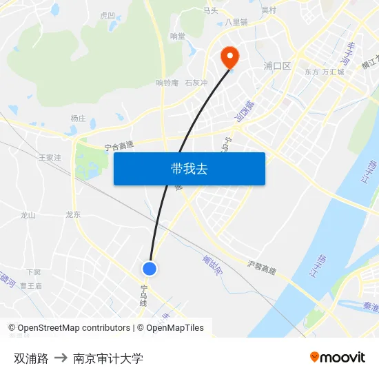 双浦路 to 南京审计大学 map