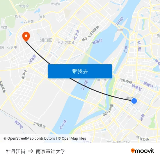 牡丹江街 to 南京审计大学 map