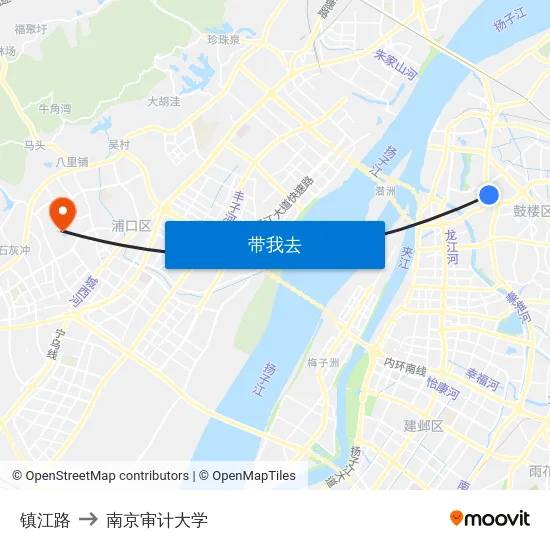 镇江路 to 南京审计大学 map