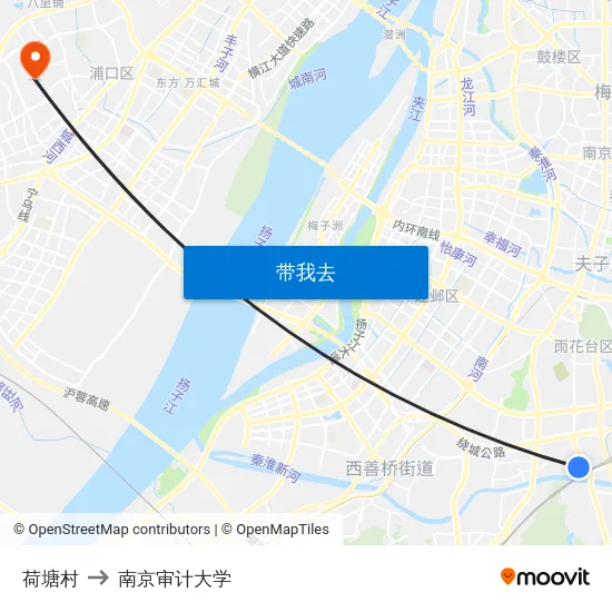 荷塘村 to 南京审计大学 map