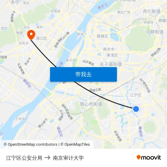 江宁区公安分局 to 南京审计大学 map