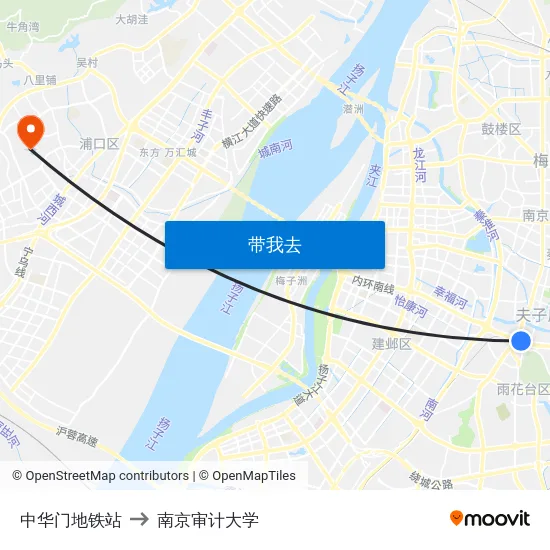 中华门地铁站 to 南京审计大学 map
