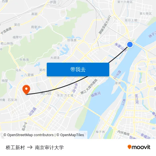 桥工新村 to 南京审计大学 map