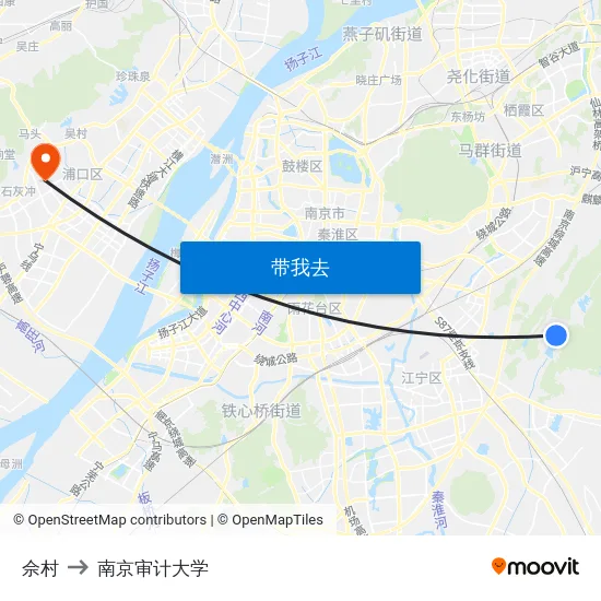 佘村 to 南京审计大学 map