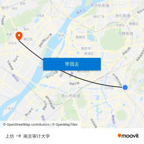 上坊 to 南京审计大学 map