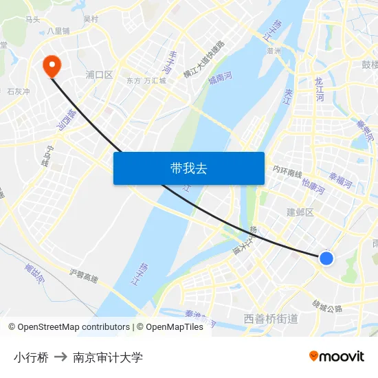 小行桥 to 南京审计大学 map