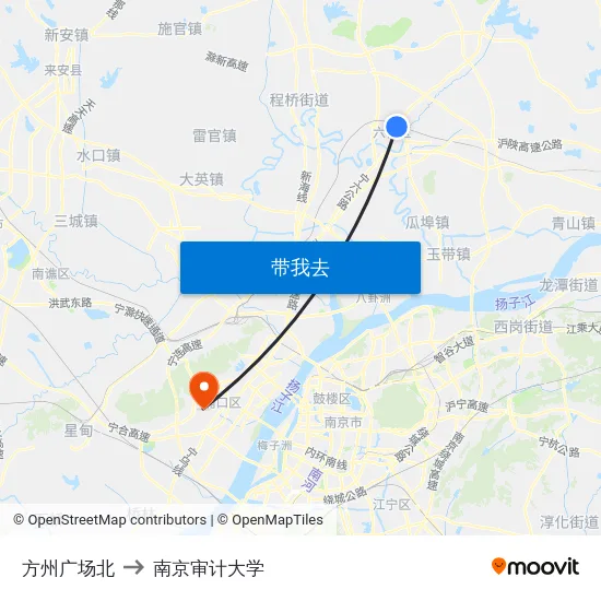 方州广场北 to 南京审计大学 map