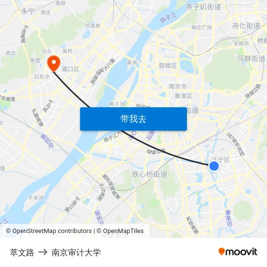 萃文路 to 南京审计大学 map